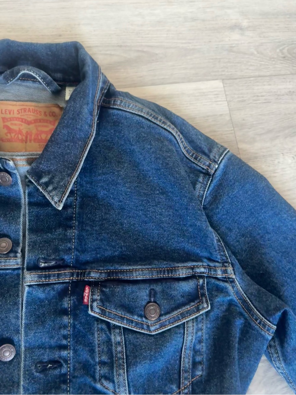 Levi's Dark Blue Cropped Denim Jean Jacket